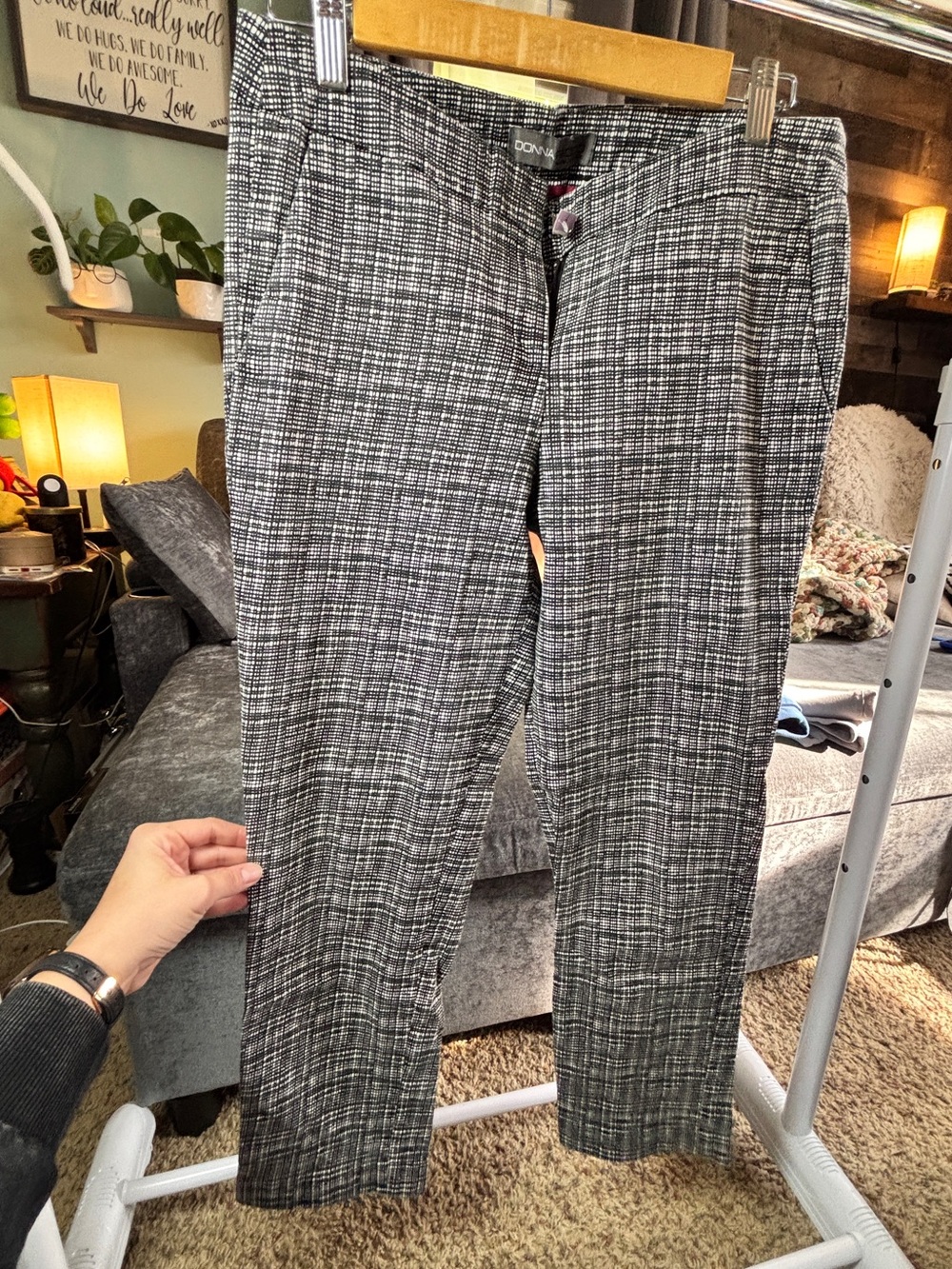 Donna Ricco Black and Gray Plaid Dress Pants